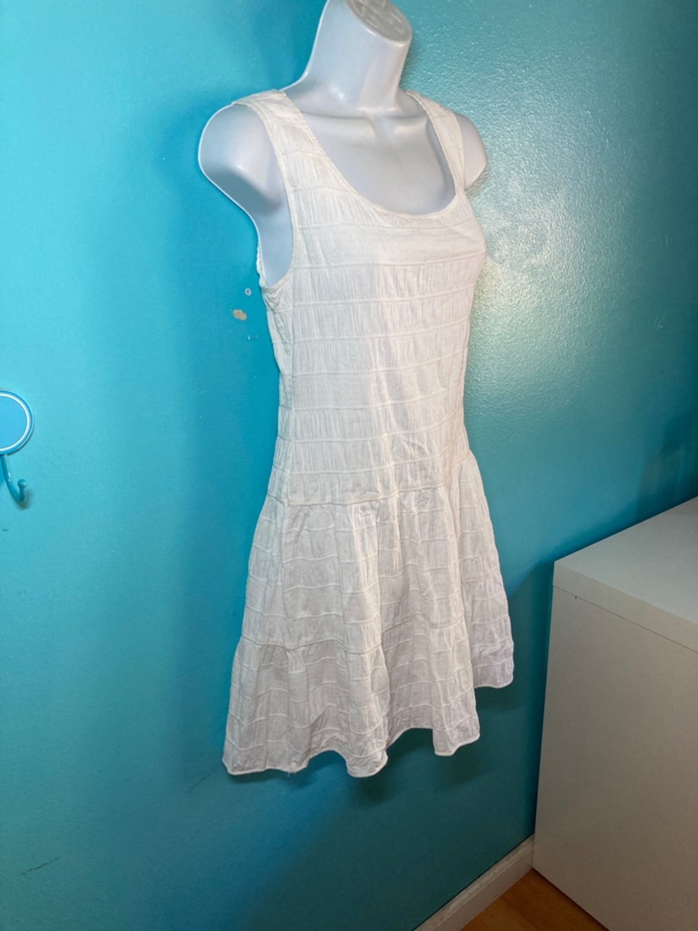 Max Studio Womens Size S Pullover White Cotton Summer Fit Flare Mini Dress - Picture 1 of 10